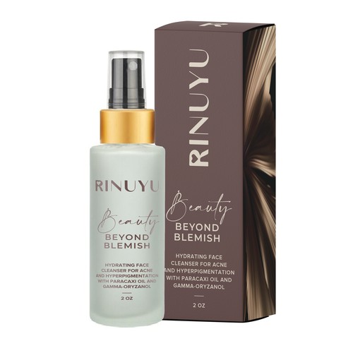 Mockup packaging with the title 'Rinuyu Box and Label Design'