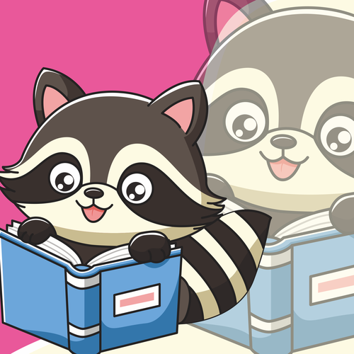 Cheerful design with the title 'Raccoon cartoon mascot logo'
