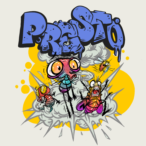 Graffiti artwork with the title 'PRESTO SPRAY '