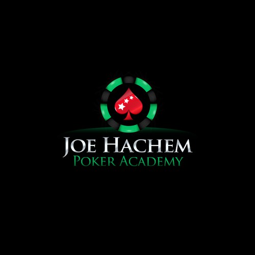 Poker chip logo with the title 'Joe Hachem Poker Academy logo'