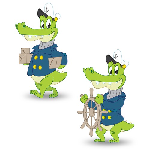 Sailor design with the title 'Cartoon Alligator Sea Captain Mascot'