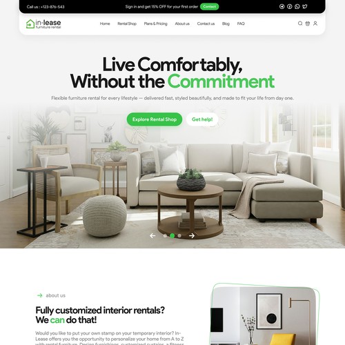 Interior design website with the title 'IN-Lease'