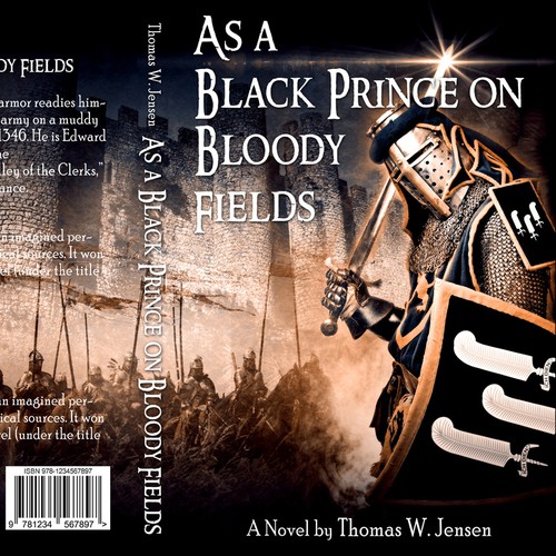 Armor design with the title 'Book Cover for "As a Black Prince on Bloody Fields"'