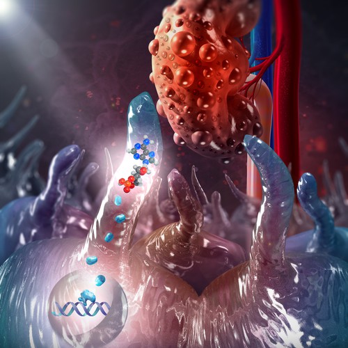 DNA design with the title 'Illustration for the science magazine'