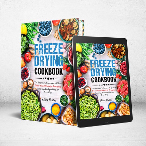 Recipe book cover with the title 'Freeze Drying Cookbook'