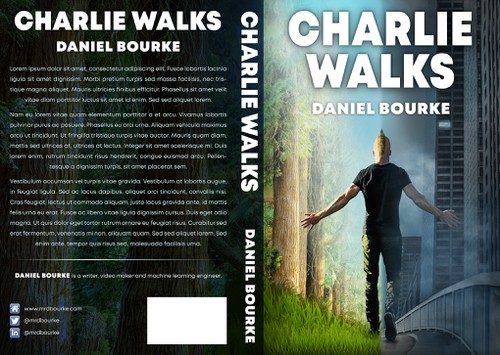 Technology book cover with the title 'A book cover which splits dystopia and utopia'