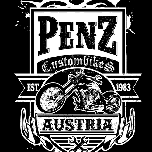 Biker t-shirt with the title ' shirt-design and its costumable for your brand'
