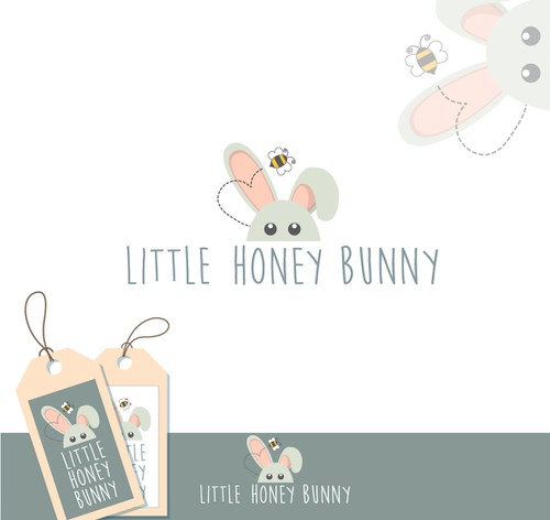 Cartoon bad bunny logo with the title 'little honey bunny'