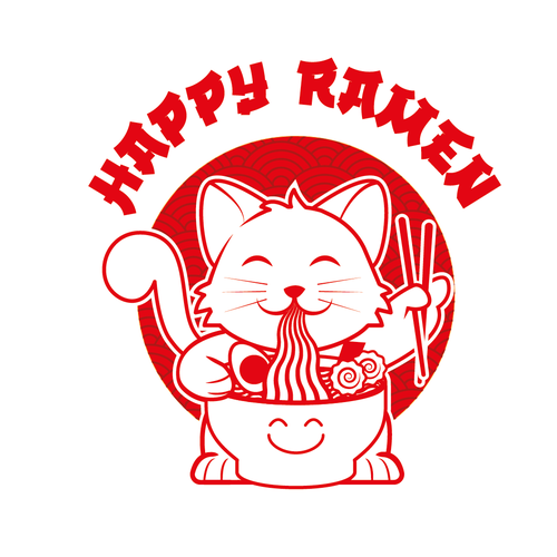 Ramen logo with the title 'A cute design logo for a Happy Ramen Restaurant'