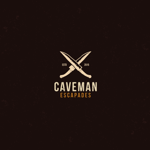Caveman logo with the title 'Create a logo about adventures in cooking for Caveman Escapades'