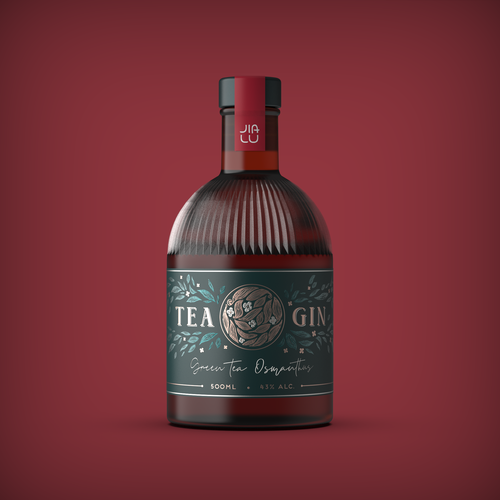 Gold foil label with the title 'Gin-Tea-Gin Label'