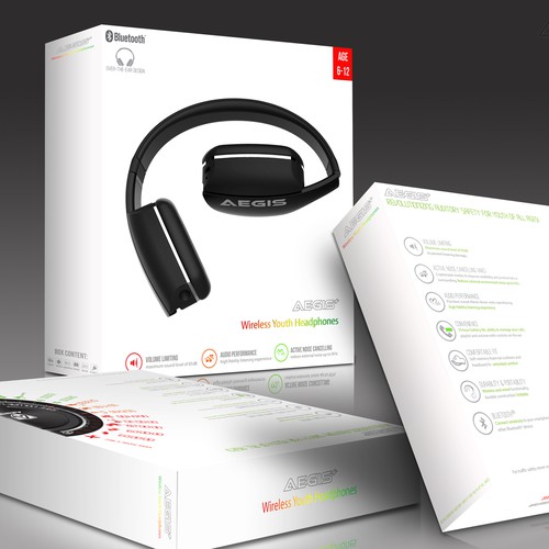 White packaging with the title 'Packaging for youth headphones'
