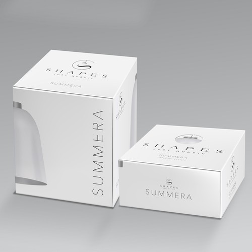 High-end packaging with the title 'Packinging for high-end Designer lighting range'