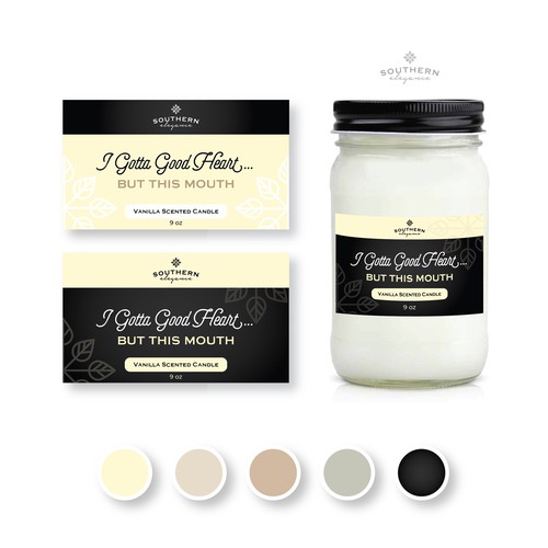 Vanilla design with the title 'Southern Elegance Candle Label design'