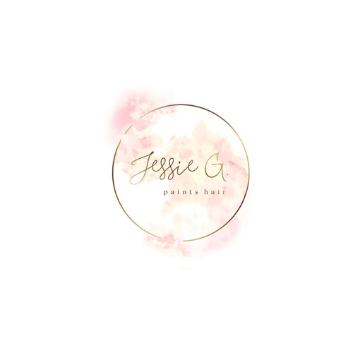 Stylist logo with the title 'Jessie G. paints hair - delicate & stylish logo with inks'