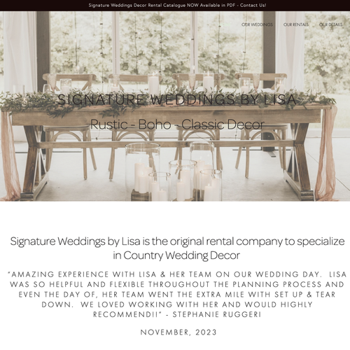 Image design with the title 'Optimisation of Signature weddings By Lisa'