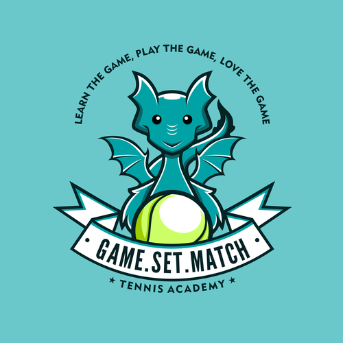 Neon blue safari logo with the title 'Funny Dragon Character Logo'