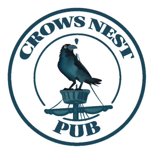 Realistic logo with the title 'Crow's Nest Pub Logo'