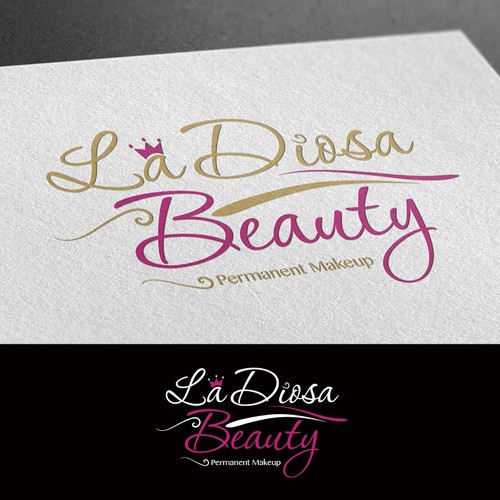 Woman face logo with the title 'Logo For La Diosa Beauty'