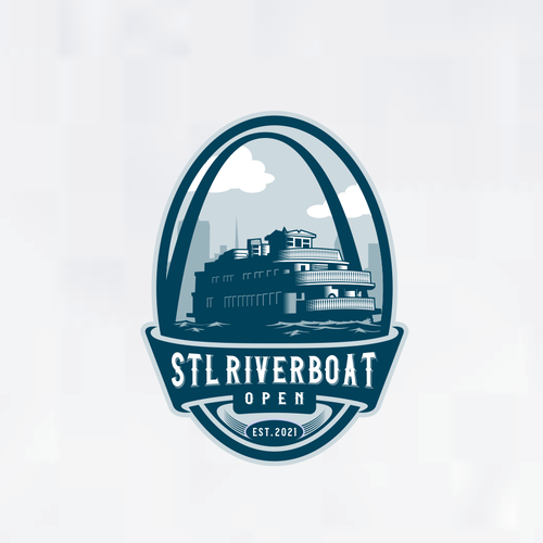 Boat logo with the title 'Logo for STL Riverboat Open'