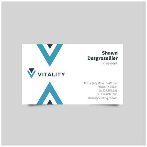 Vitality design with the title 'Business Card Design for VITALITY'