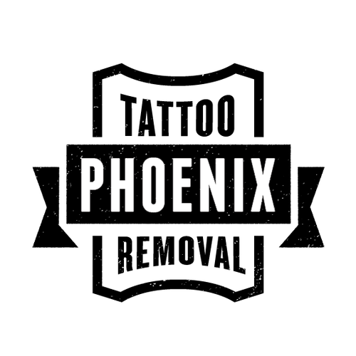 Ribbon logo with the title 'Phoenix Tattoo Removal'