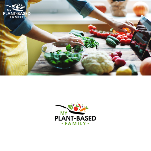 Vegan logo with the title 'My Plant-Based Family'