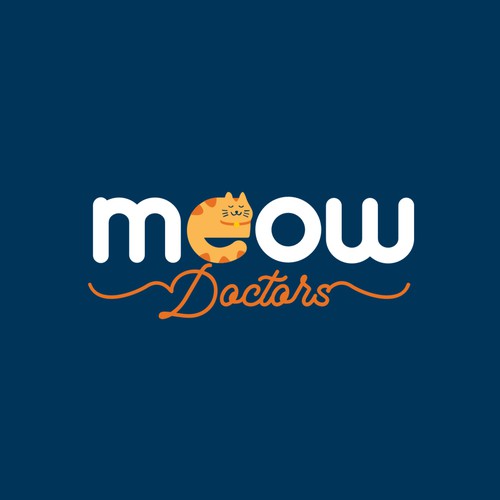 Pet grooming logo with the title 'Meow Logo'
