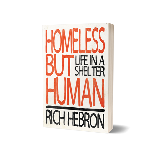 Orange book cover with the title 'Homeless but Human Book Cover'