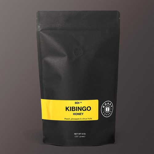 Coffee packaging with the title 'ROAST Coffee Bag Labels'