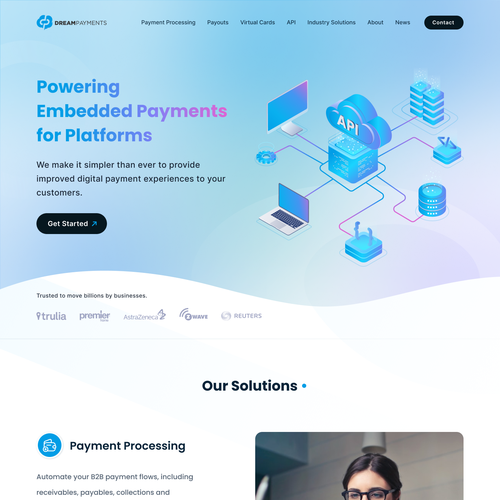 Payment design with the title 'Fintech Landing Page'