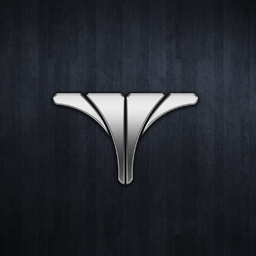 Silver logo with the title '"T" logotype for motorcycle app'