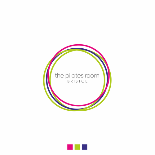 Pilates logo with the title 'simple, colourful logo for a pilates studio'