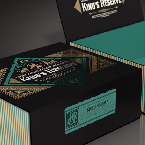 Whiskey packaging with the title 'Box for a luxury whiskey decanter and glass set'