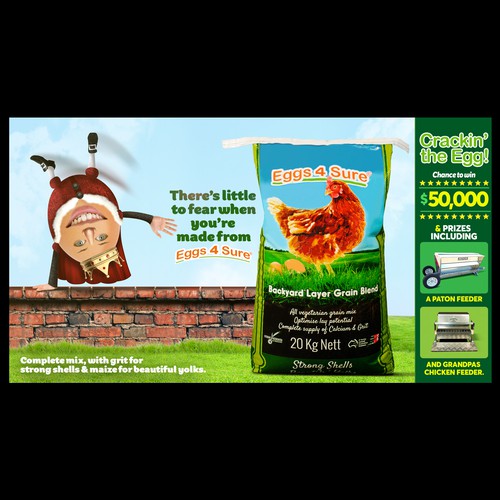 Advertising design with the title 'Humpty Dumpty and the Golden Goose'