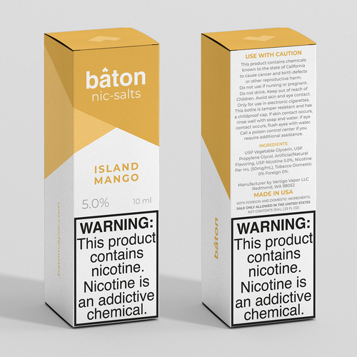 Medicine packaging with the title 'Packaging design for Baton Vapor'