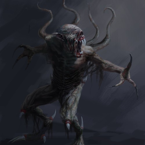 Creature design with the title 'alienígena 2'