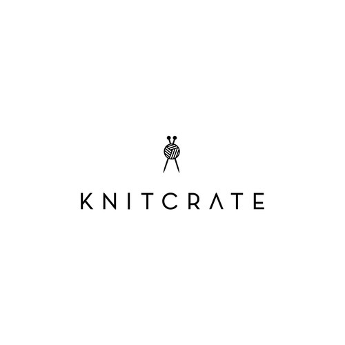 Knitting design with the title 'Minimal logo for worldwide knitting subscription service'