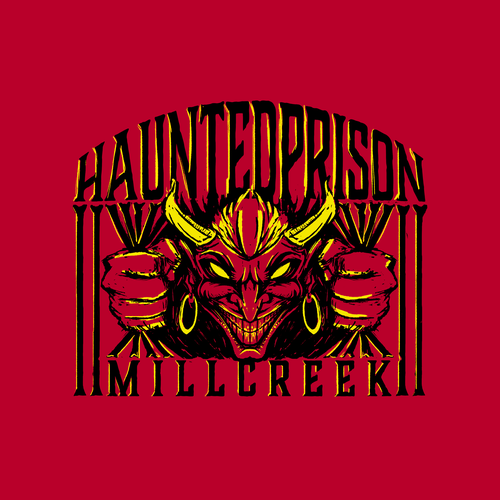Prison design with the title 'Mill Creek Haunted Prison'