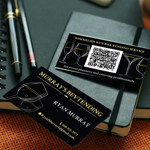 Barcode design with the title 'Business card for sommelier run bar tending service'