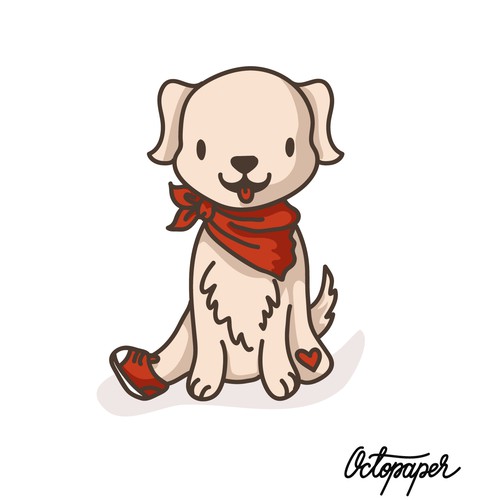 Heart design with the title 'Illustration of 3-legs dog'