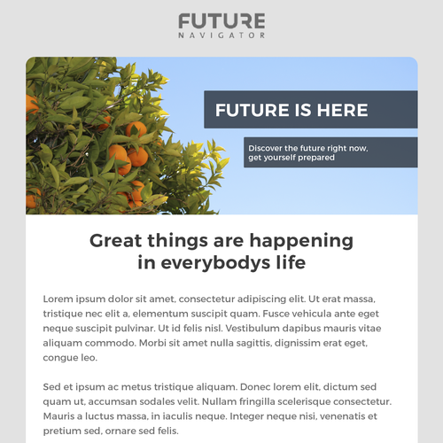 Mail design with the title 'Future Email Design'