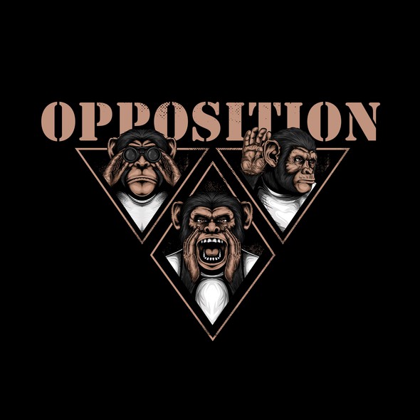 Gorilla t-shirt with the title 'Monkey illustration concept for opposition T-shirt design'
