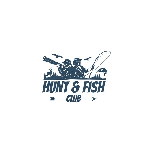 Fishing brand with the title 'Hunt & Fish Club Logo'
