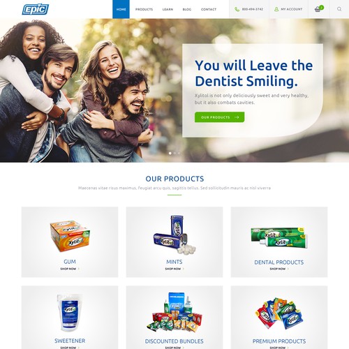 Lifestyle website with the title 'EPIC Dental - Xylitol Product'