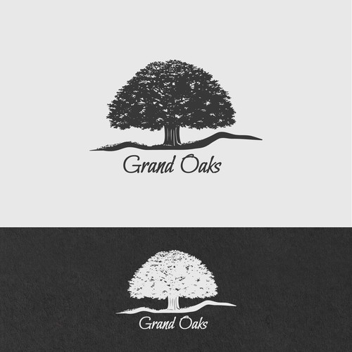 Oak tree design with the title 'Grand Oaks Logo Design'