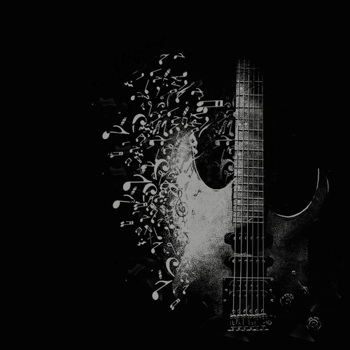 Guitar design with the title 'rainy guitar'