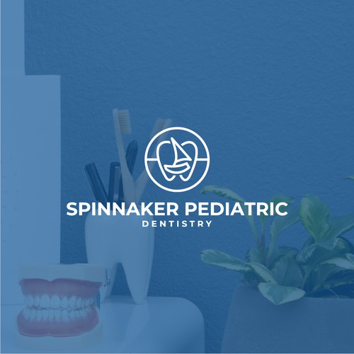 Sailboat logo with the title 'Logo design concept for Spinnaker Pediatric Dentistry'