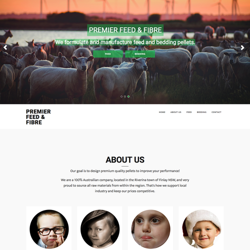 Bootstrap website with the title 'Simple responsive design for Agricultural Company'
