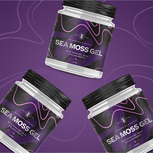 Nutrition packaging with the title 'Sea Moss Gel label design'